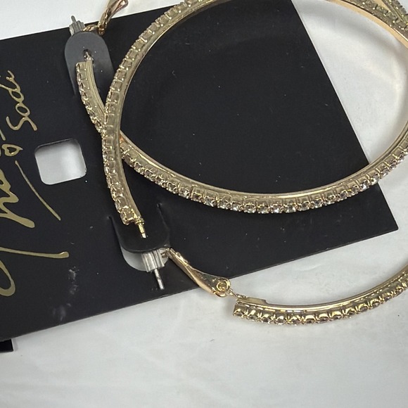 THALIA SODI Extra Large 2.4" Gold-Tone Crystal Pavé Marquise Hoop Earrings - Picture 3 of 4